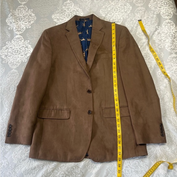 Lauren Ralph Lauren Microsuede Sport Coat Brown With Hound Pattern Size 40R - Picture 5 of 8